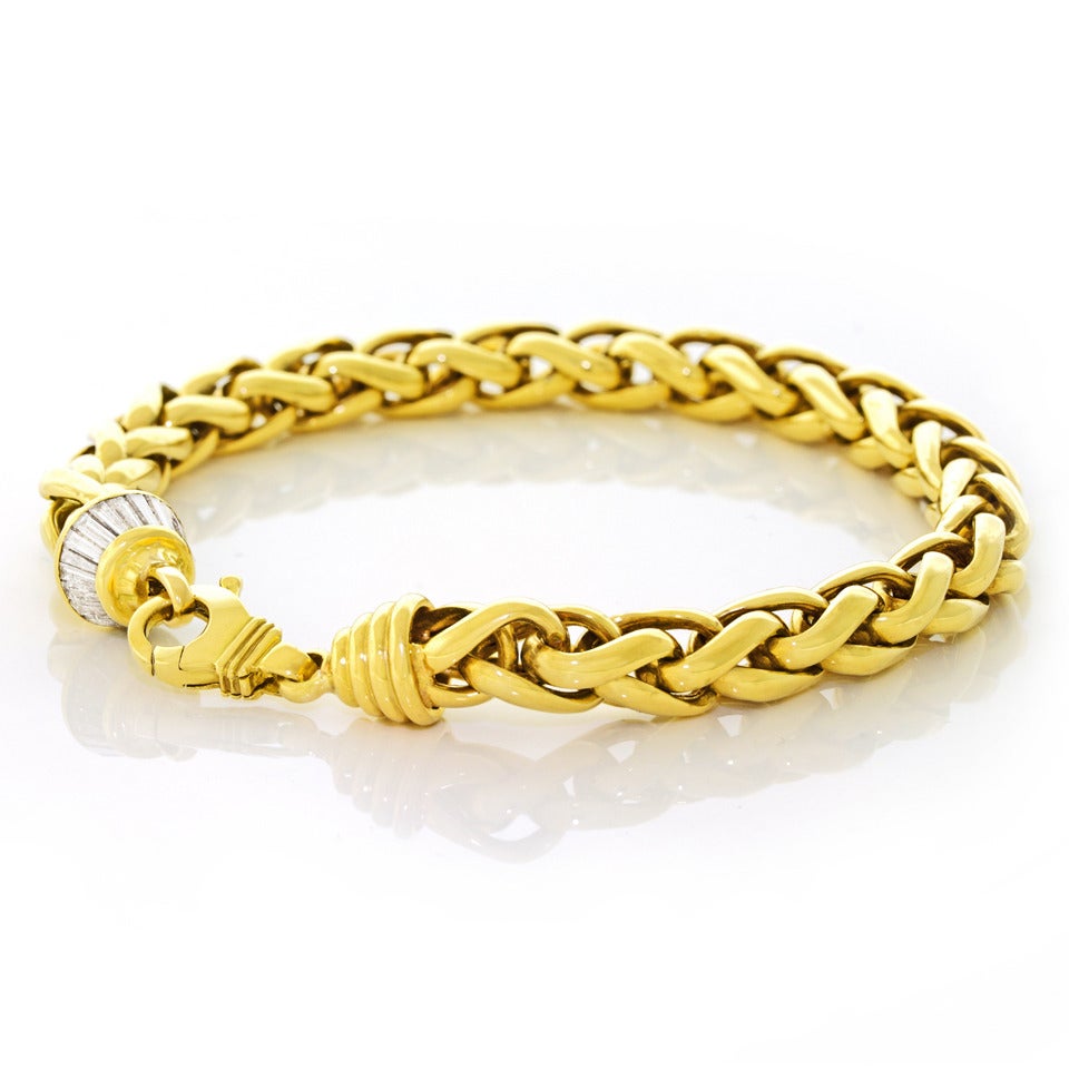Russian Diamond Gold Braid Chain Bracelet 3