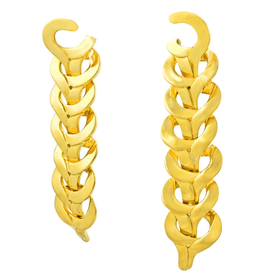 Versace Modernist Gold Dangle Earrings 4