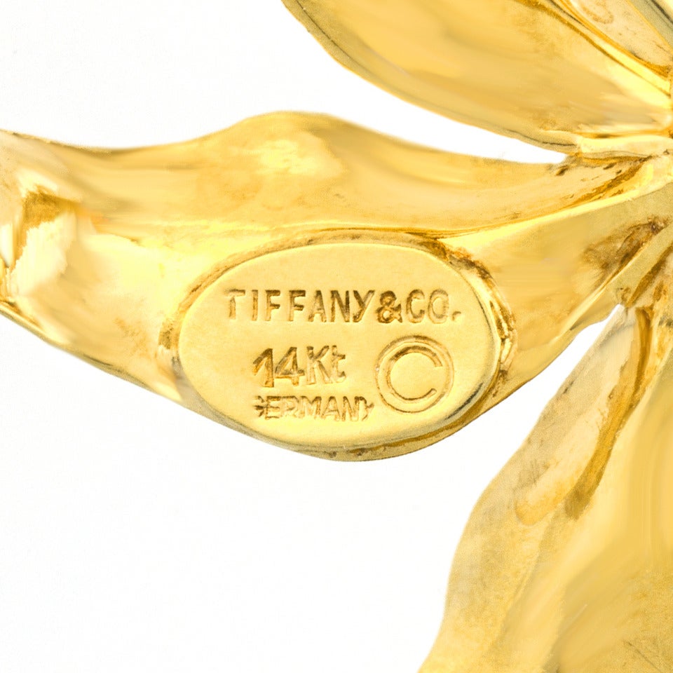 Tiffany & Co. Gold Flower Brooch 1