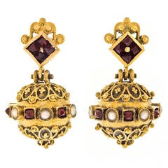 Antique Renaissance Revival Gold Drop Earrings