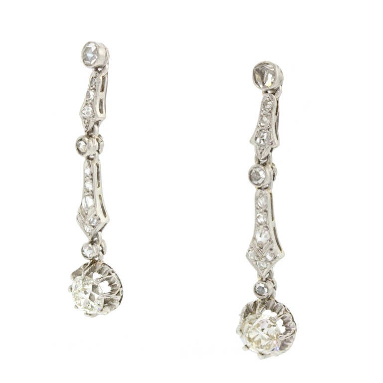 Edwardian Antique Diamond Dangle Earrings