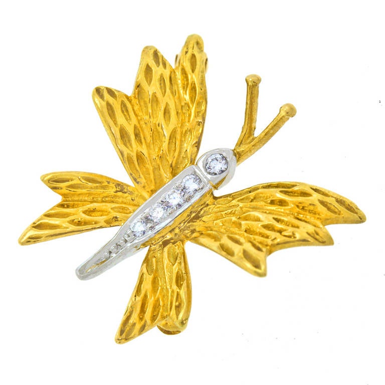 Tiffany & Co. Diamond Set Butterfly Brooch In Excellent Condition In Litchfield, CT