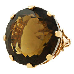 Sixties 80 Carat Citrine Gold Cocktail Ring