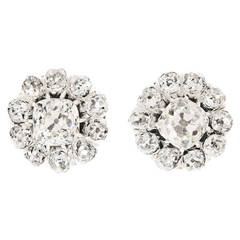 Antique Diamond Cluster Earrings c1880s French
