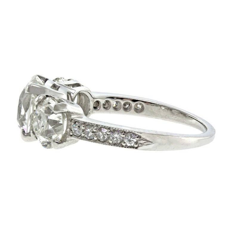 Art Deco Three Stone Diamond Ring 4