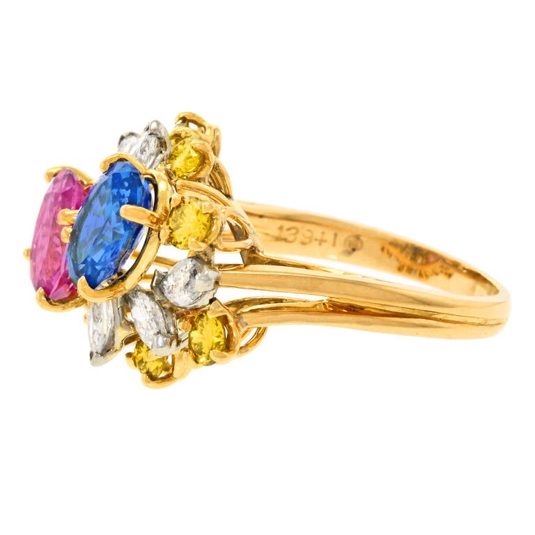 Oscar Heyman Sapphire Diamond Ring at 1stDibs
