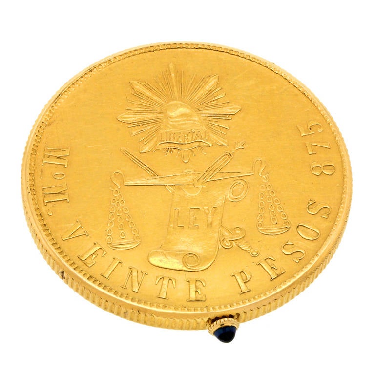 Cartier Yellow Gold Mexican Coin Watch circa 1950s In Excellent Condition In Litchfield, CT