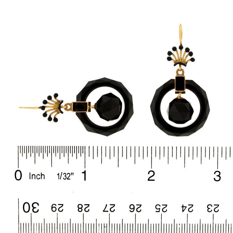 Victorian Enamel Onyx Earrings 2