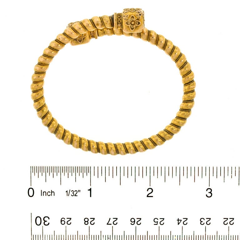 Women's Antique Etruscan Taste Gold Bangle Bracelet