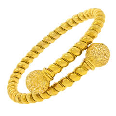 Antique Etruscan Taste Gold Bangle Bracelet