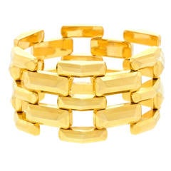 Wide Retro Gold Link Bracelet