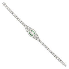 Art Deco Emerald Diamond Bracelet