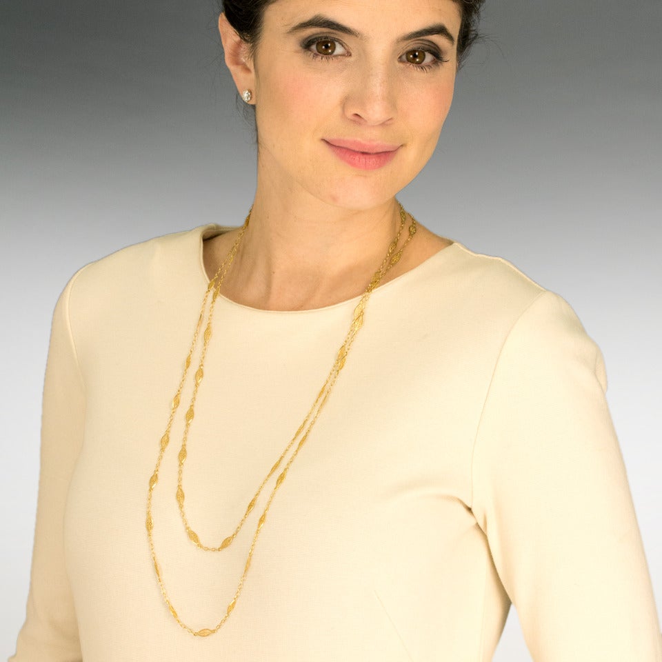 French 60 Inch Gold Victorian Chain Necklace