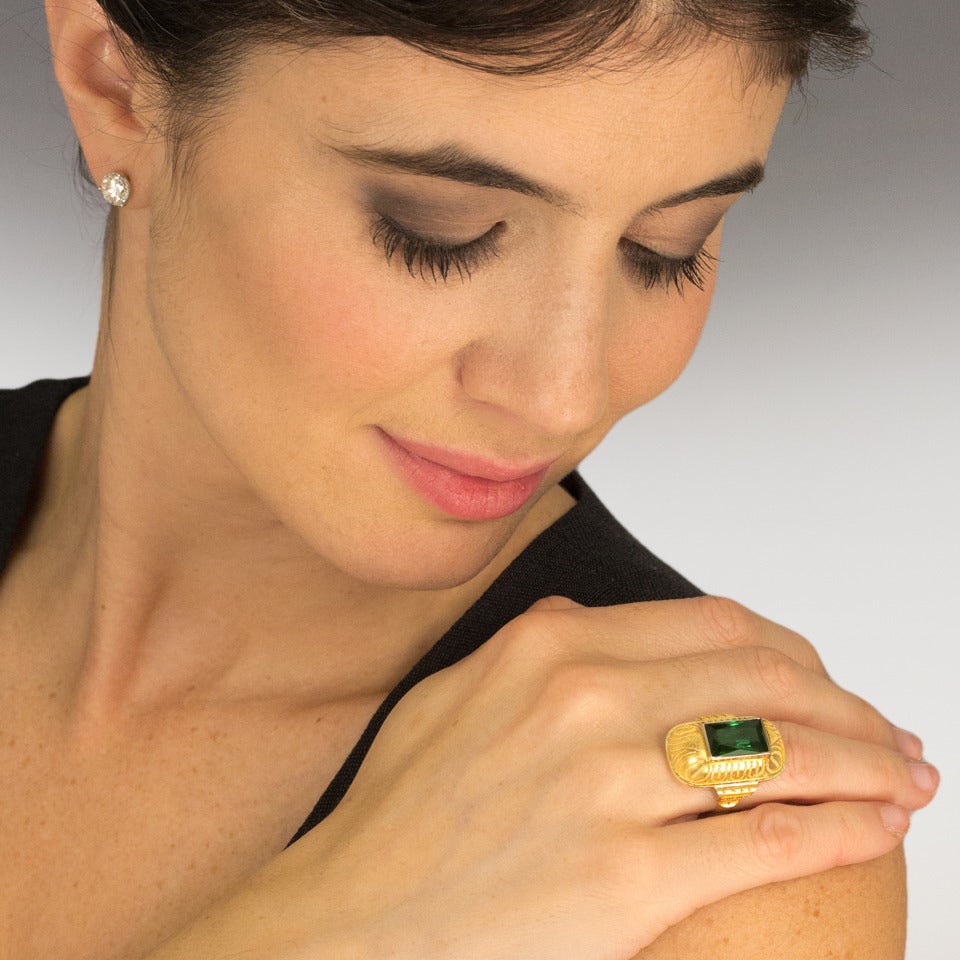 Archaic Style Tourmaline Gold Ring