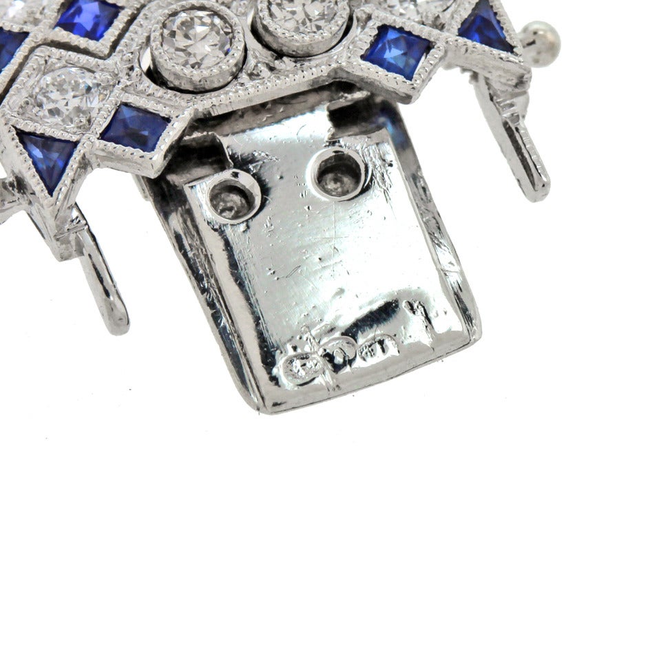 Art Deco Diamond Sapphire Platinum Bracelet 1