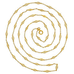 French 60 Inch Gold Victorian Chain Necklace