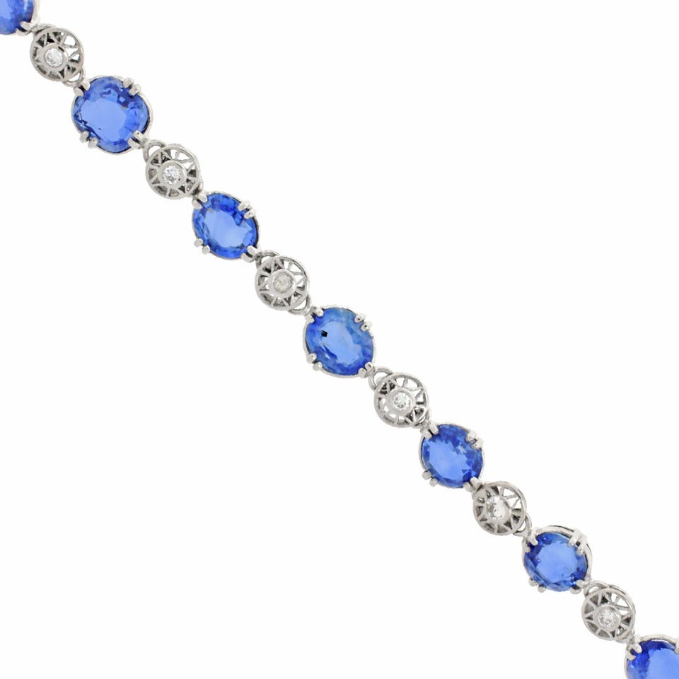 Art Deco Sapphire and Diamond Gold Bracelet 1