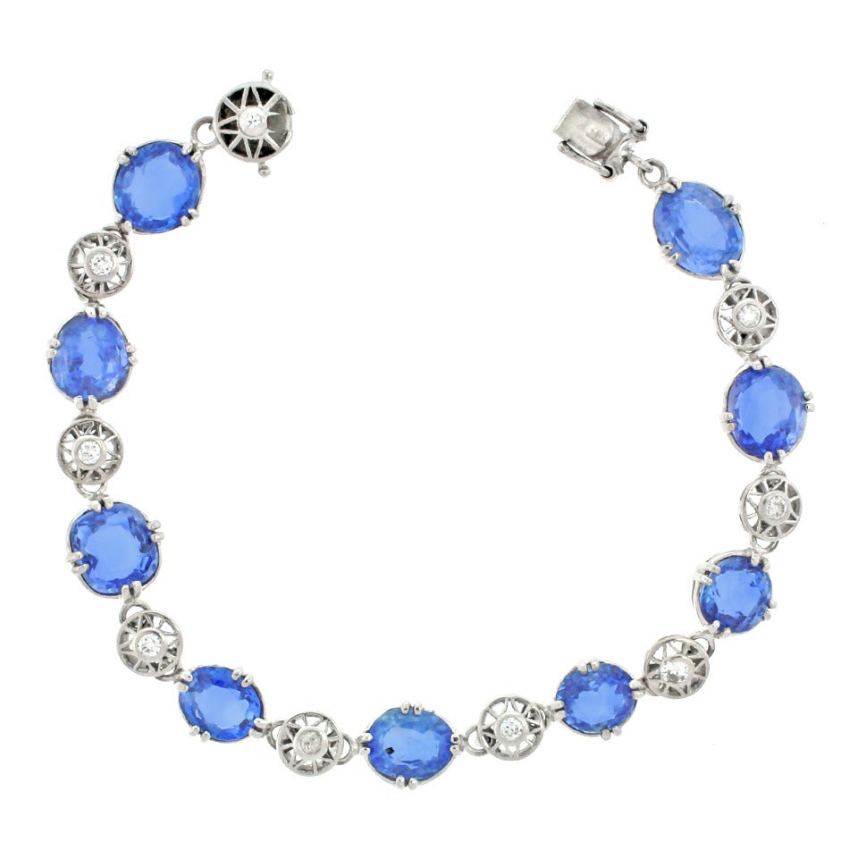 Art Deco Sapphire and Diamond Gold Bracelet 3