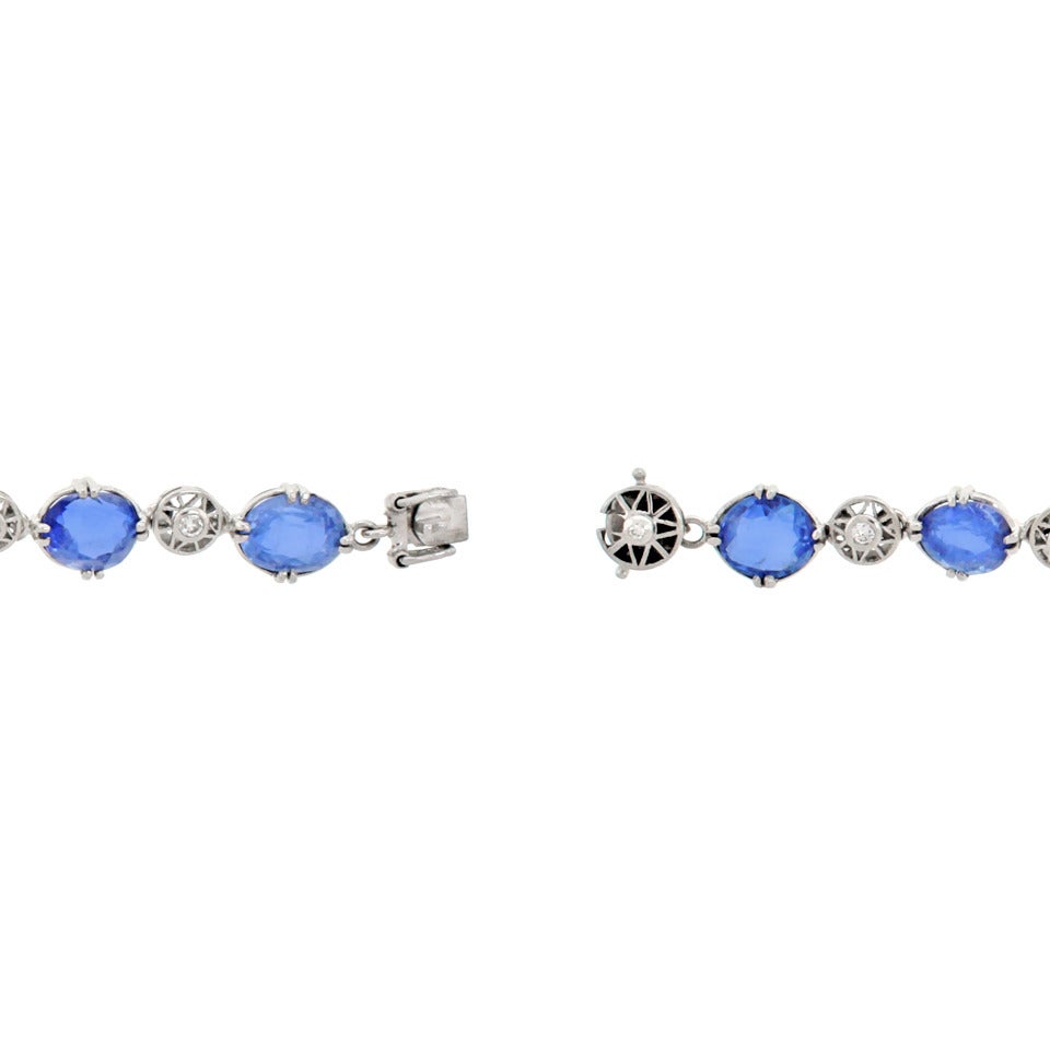 Art Deco Sapphire and Diamond Gold Bracelet 4