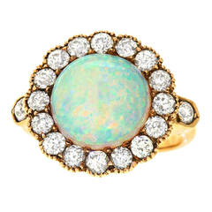 Antique Opal and Diamond Gold Ring