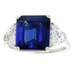 Vintage Fine Blue Sapphire Diamond Platinum Ring