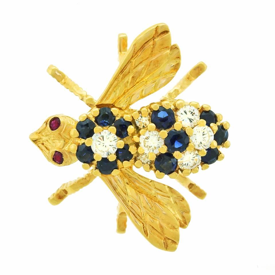 Herbert Rosenthal Sapphire and Diamond Gold Bee Pin 3