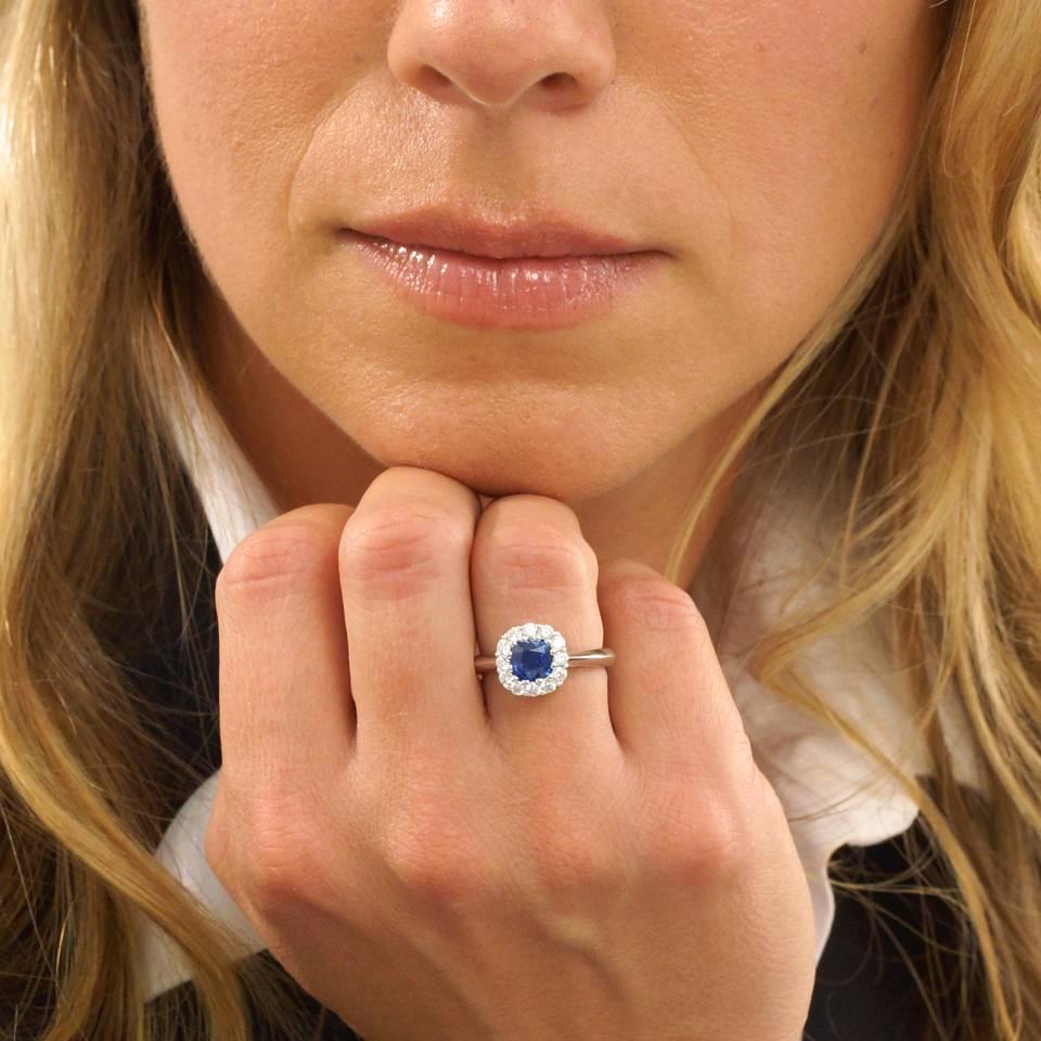 Women's Spark Sapphire Diamond Gold Ring 