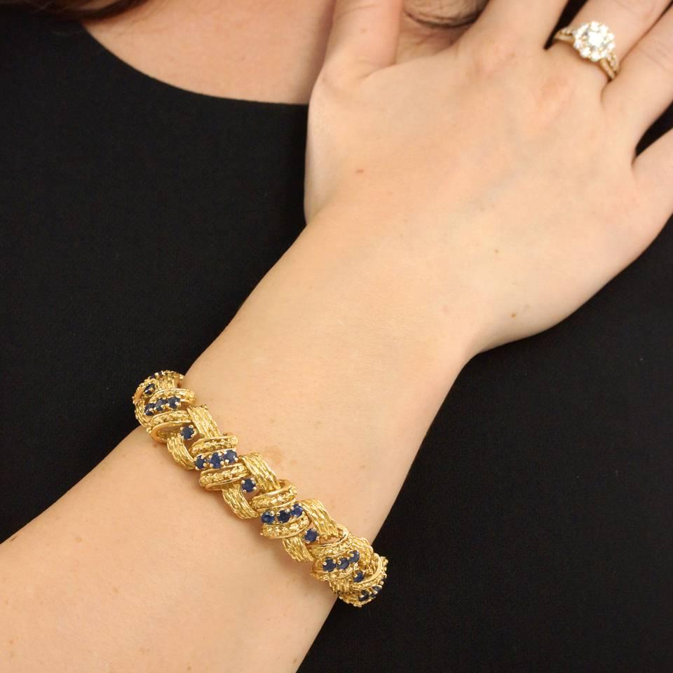 Tiffany & Co. Retro Saphir-Gold-Armband Damen