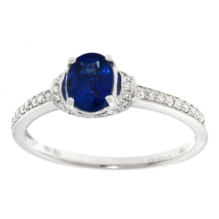 Fine Sapphire and Diamond Ring in White Gold For Sale at 1stdibs