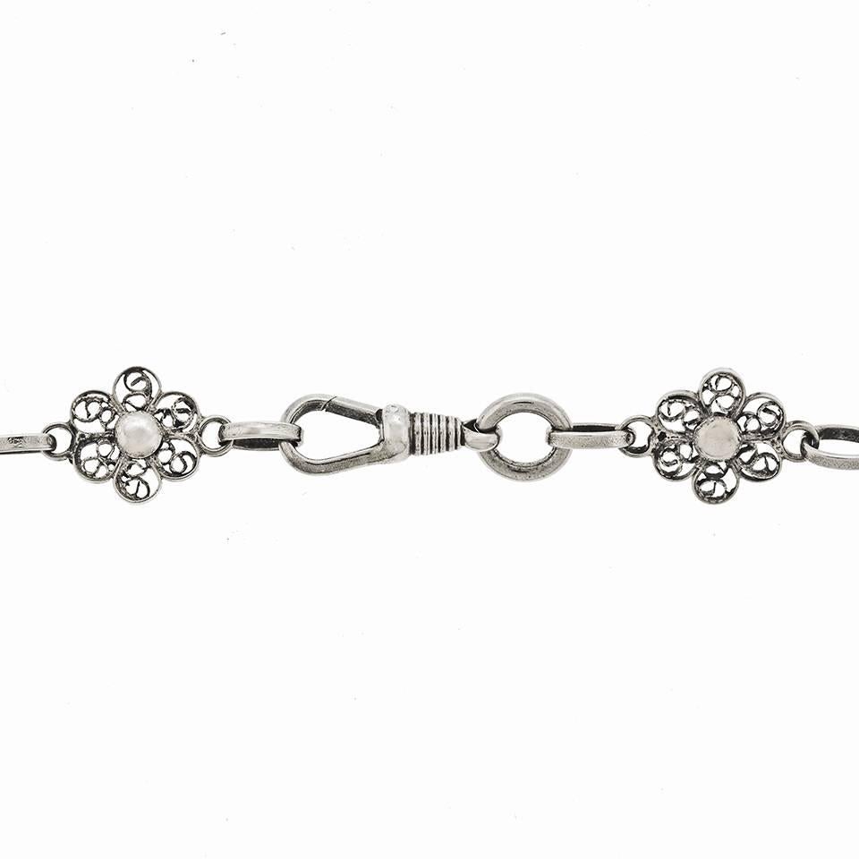 Women's 62 Inch Antique Silver Filigree Necklace