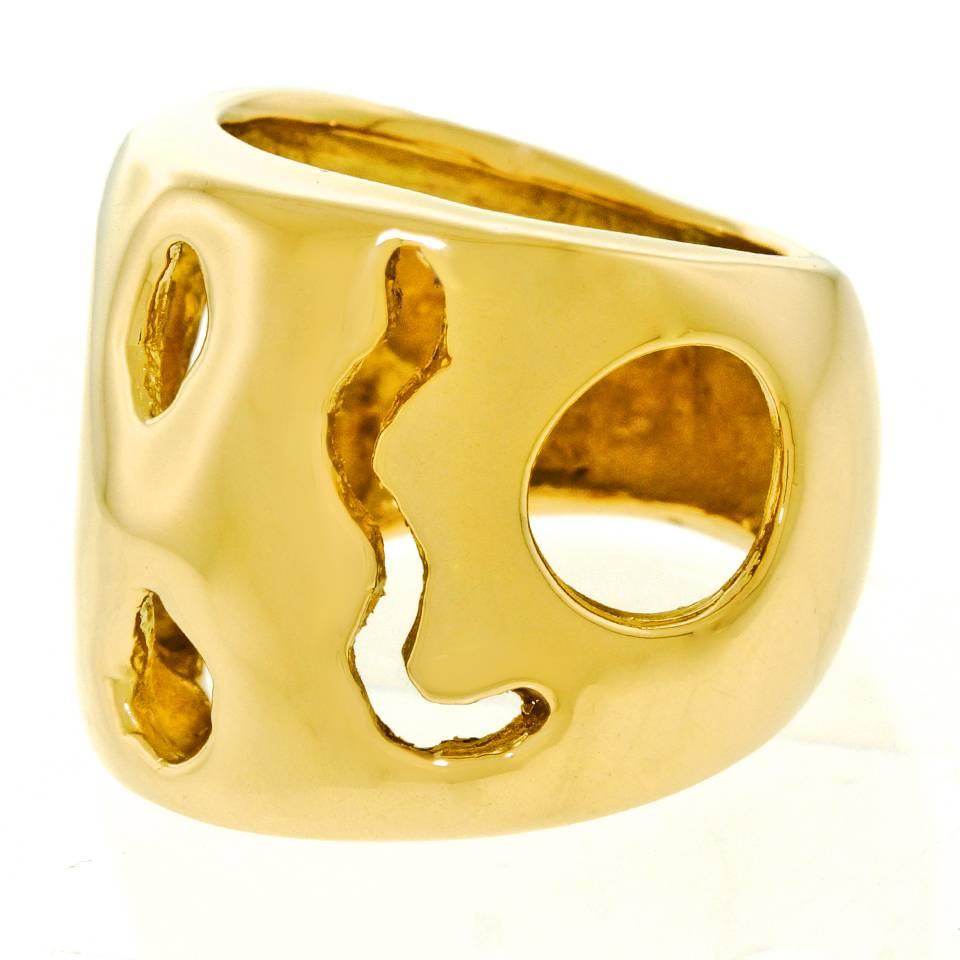 Modernist Catherine Noll Organic Movement Mod Gold Cocktail Ring