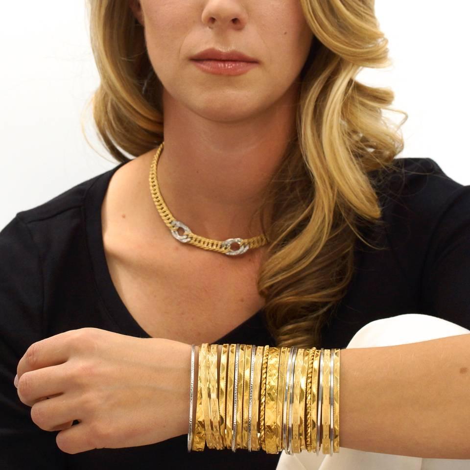 Women's Nine Gold Bangle Bracelets