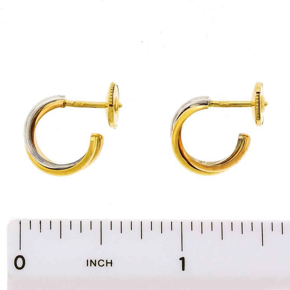 Cartier Three Color Gold Trinity Earrings Minis In Excellent Condition In Litchfield, CT