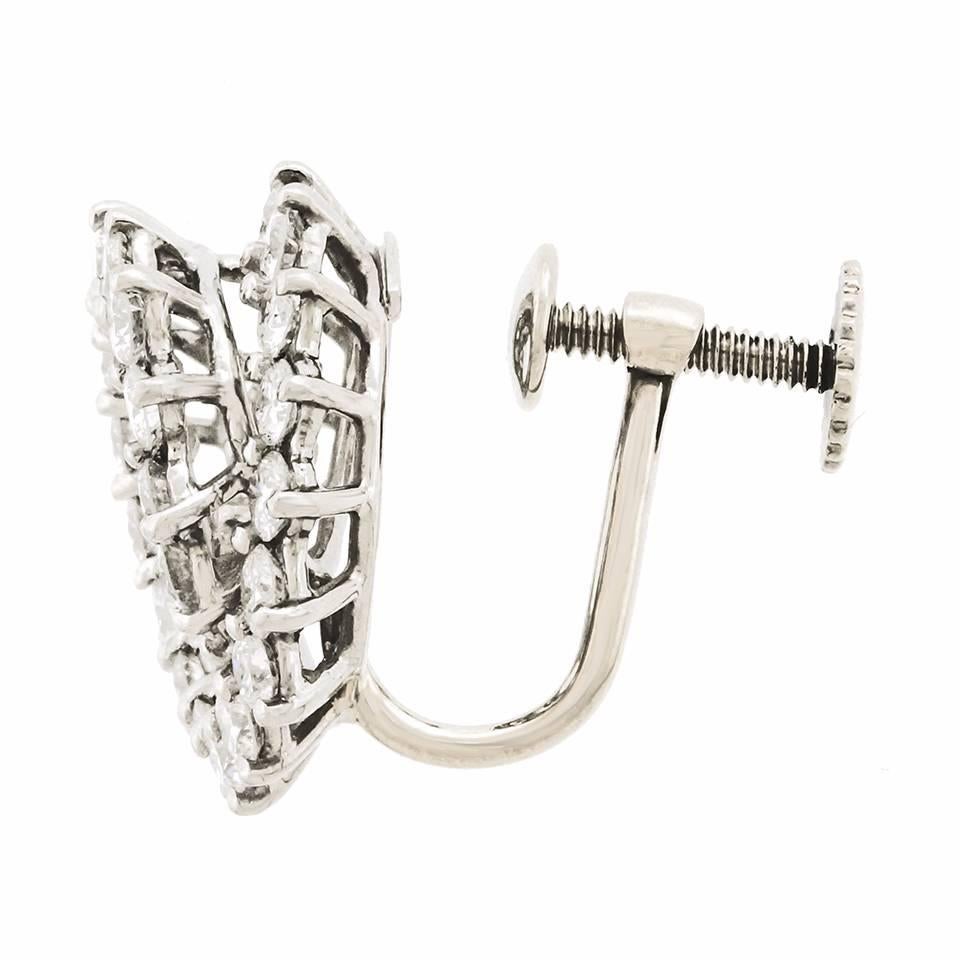 Tiffany & Co. Diamond Set Swirl Earrings in Platinum 1