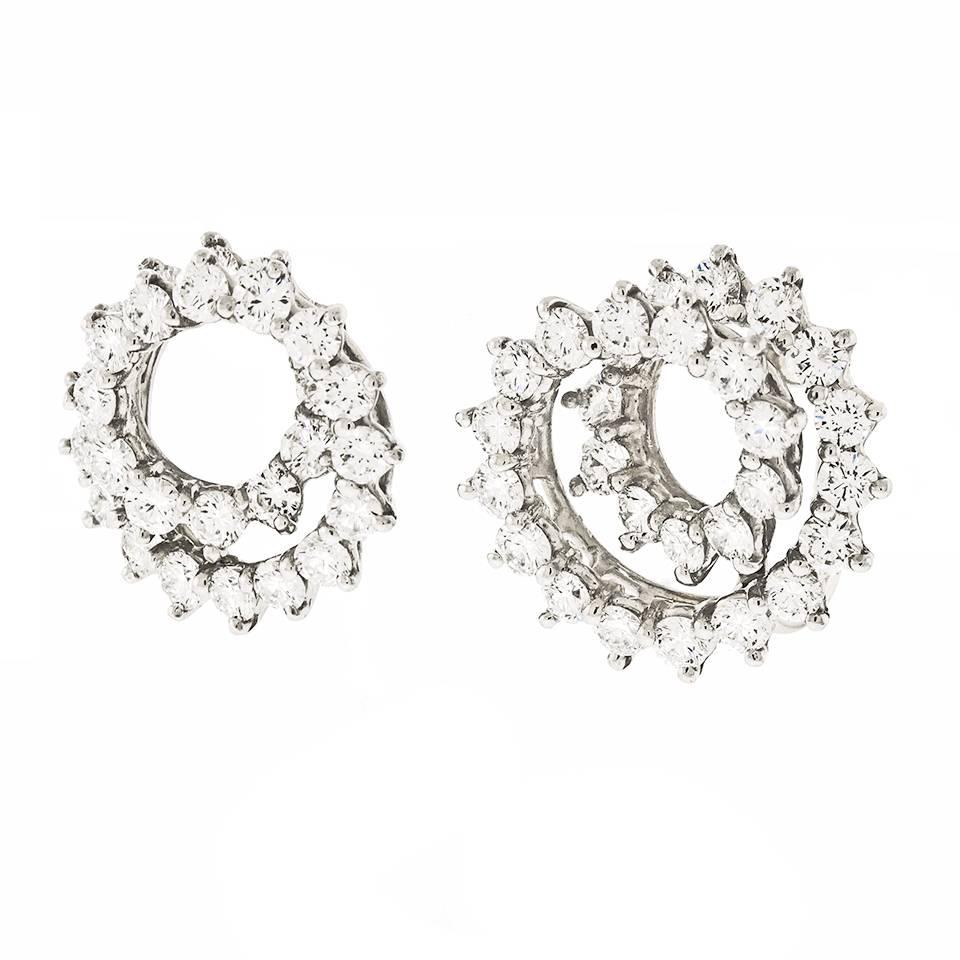 Tiffany & Co. Diamond Set Swirl Earrings in Platinum 2