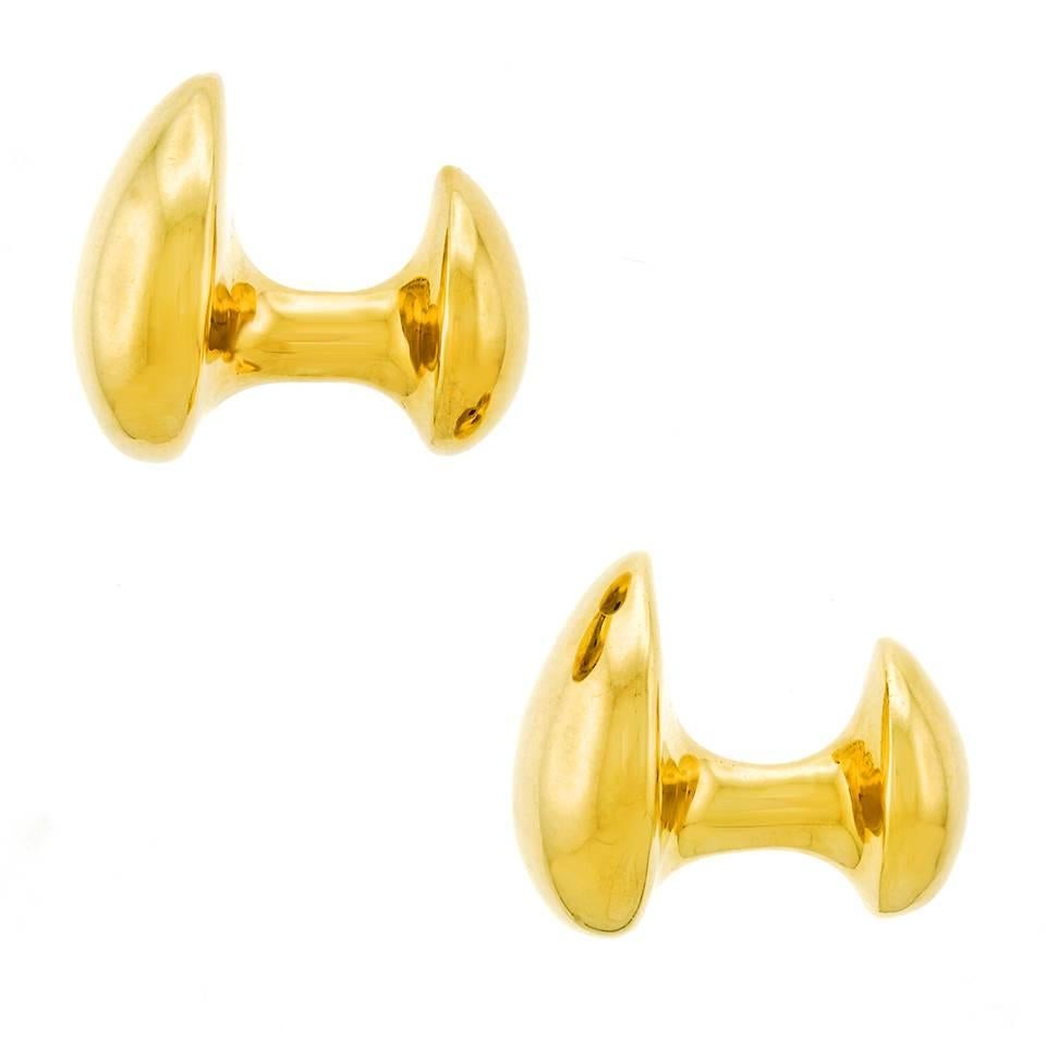 Elsa Peretti for Tiffany & Co. Cufflinks in Yellow Gold In Excellent Condition In Litchfield, CT