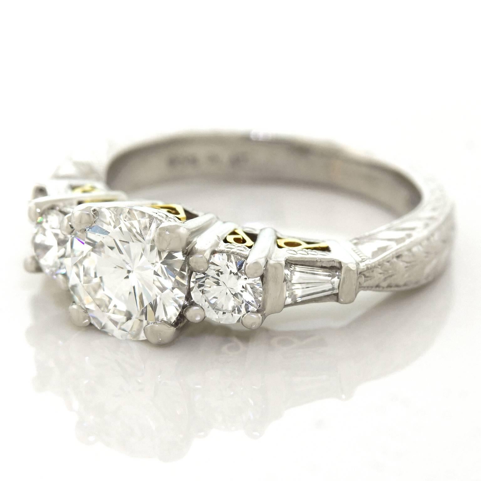 Flawless 1.02 Carat GIA Cert Diamond Platinum Engagement Ring  In Excellent Condition In Litchfield, CT