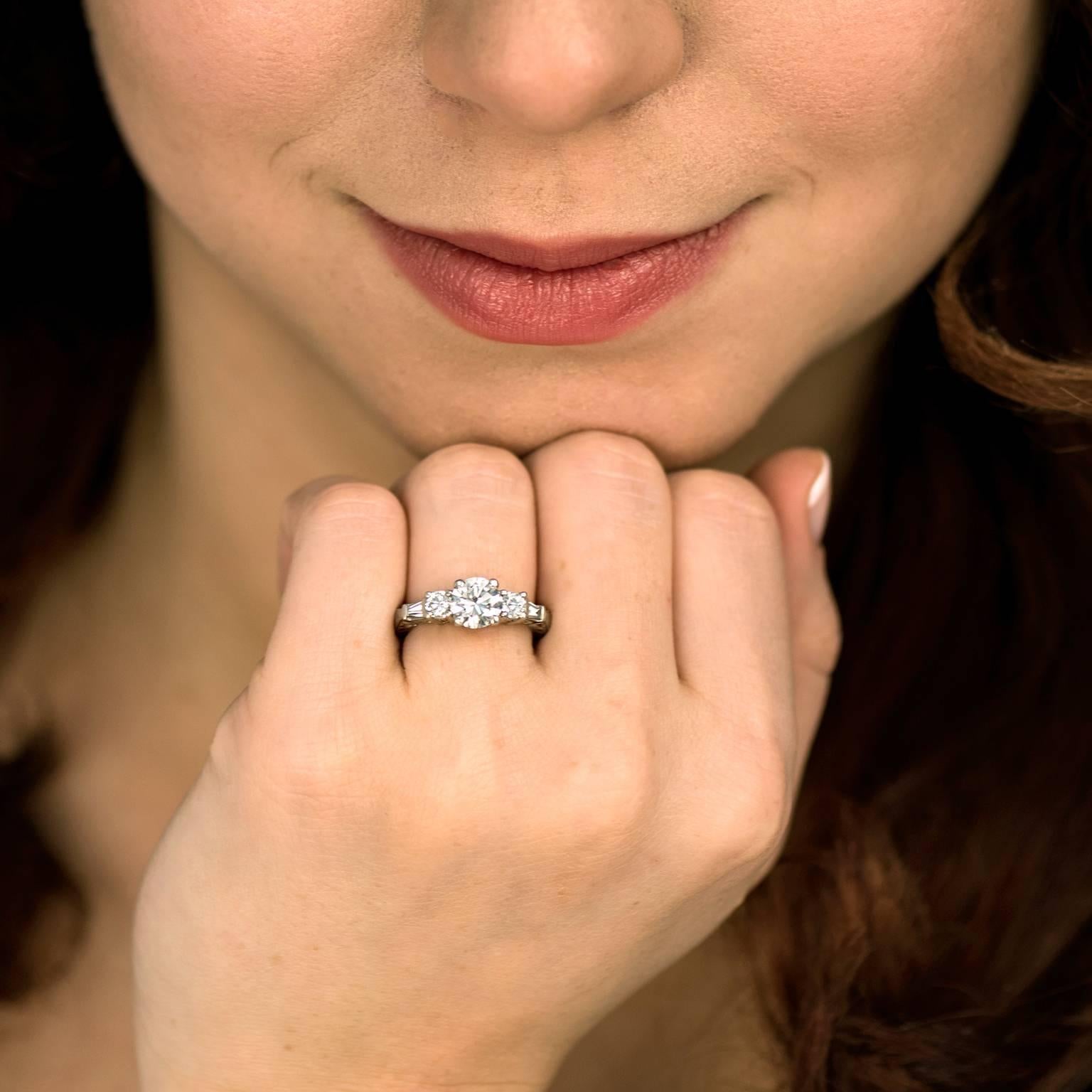 Women's Flawless 1.02 Carat GIA Cert Diamond Platinum Engagement Ring 