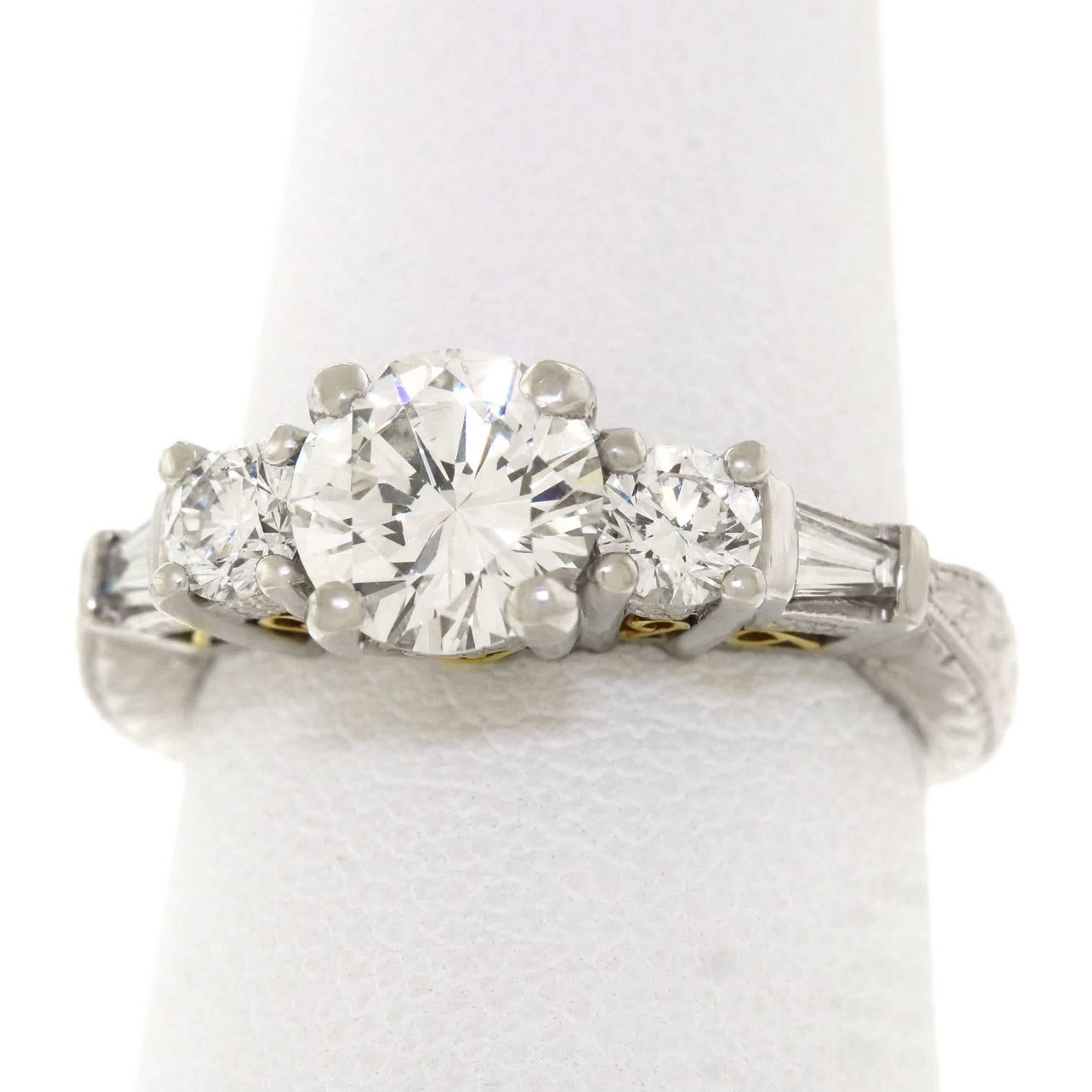 Flawless 1.02 Carat GIA Cert Diamond Platinum Engagement Ring  3