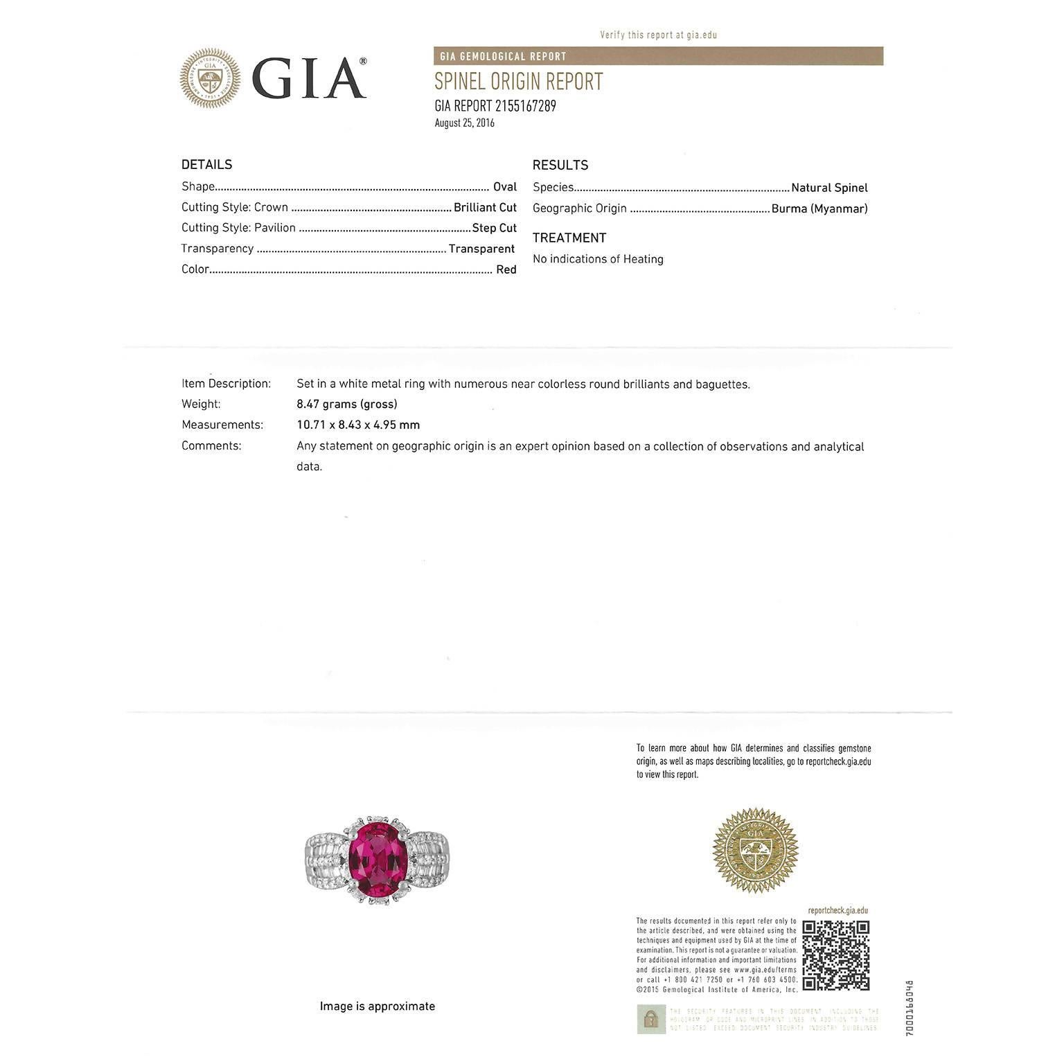 Fabulous 3.75 Carat GIA Cert Pink Spinel Diamond Gold Ring 4