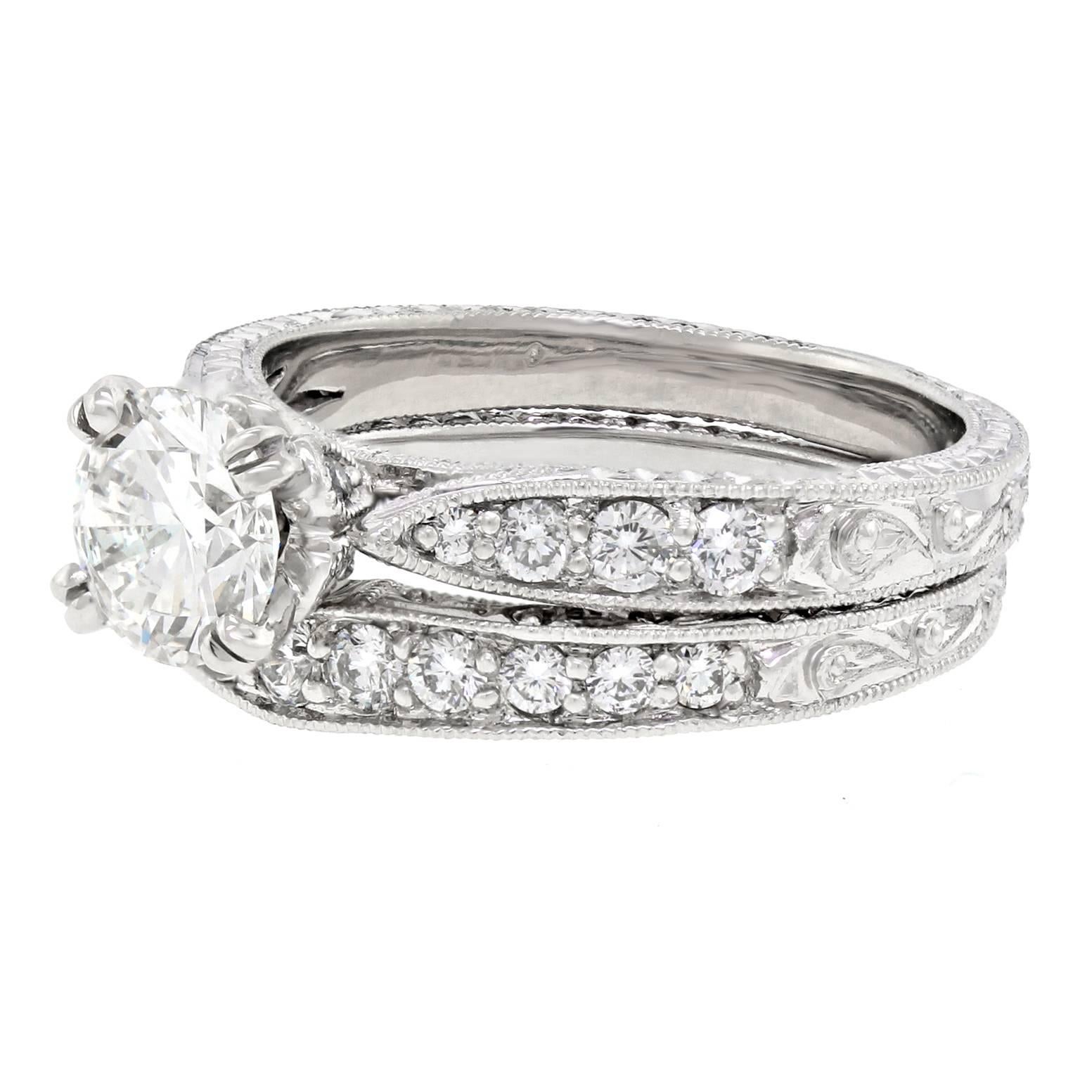 1.01 Carat GIA Certified Diamond Platinum Engagement Ring In Excellent Condition In Litchfield, CT