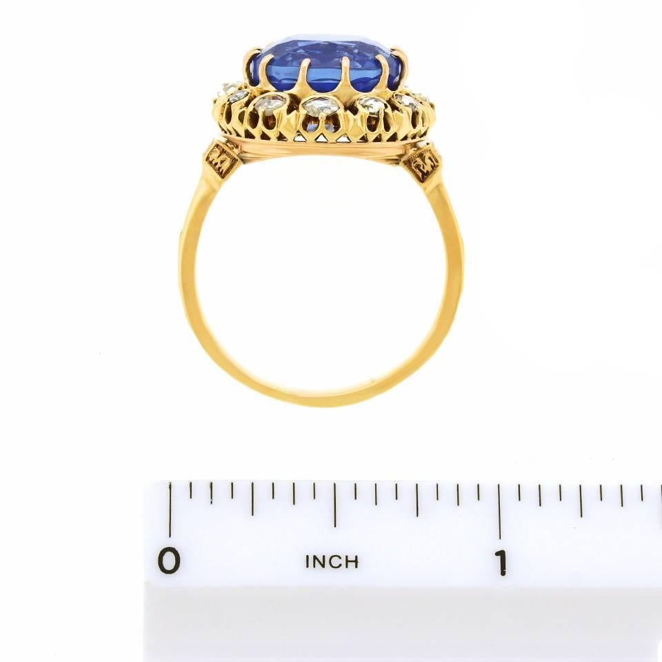 Spectacular Antique 10.47 carat No Heat Burma Sapphire Ring in Gold 1