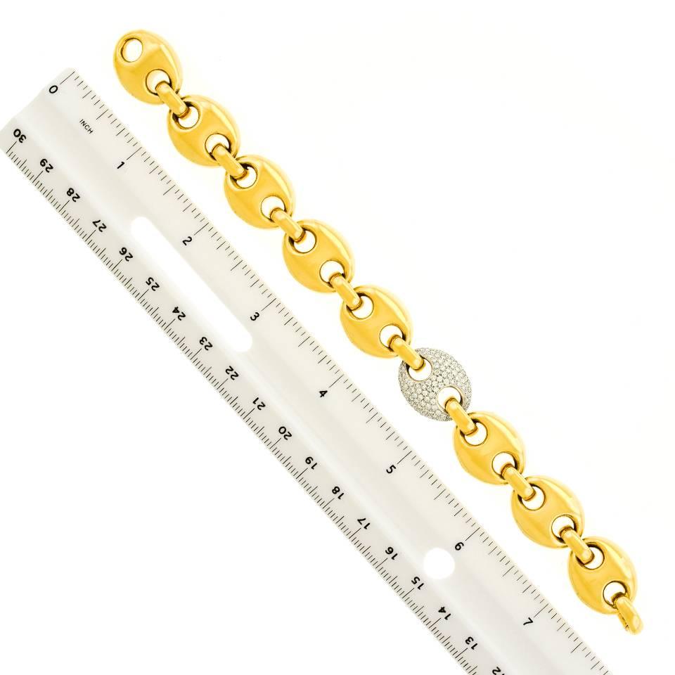 Bucherer Anker-Kette-Armband aus Diamanten und Gold im Zustand „Hervorragend“ in Litchfield, CT