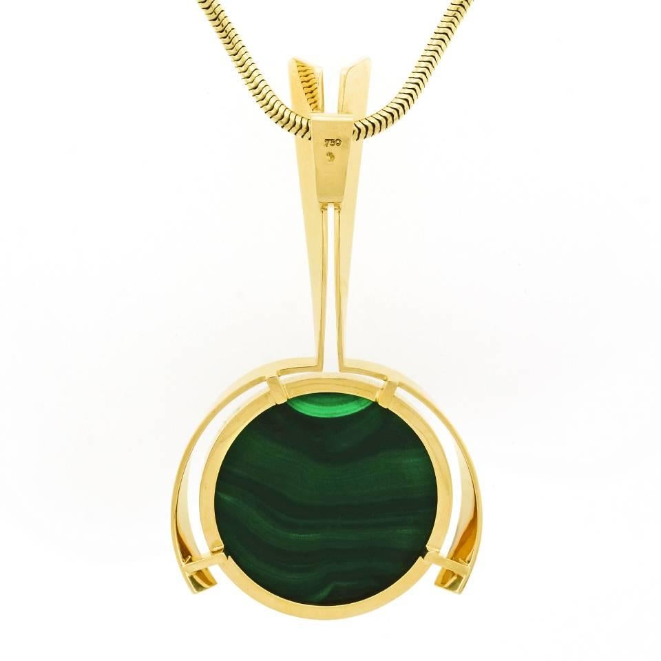 Modernist Malachite Pendant in Gold 3