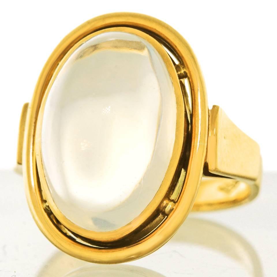 Modernist 1950s Moonstone Gold Ring 