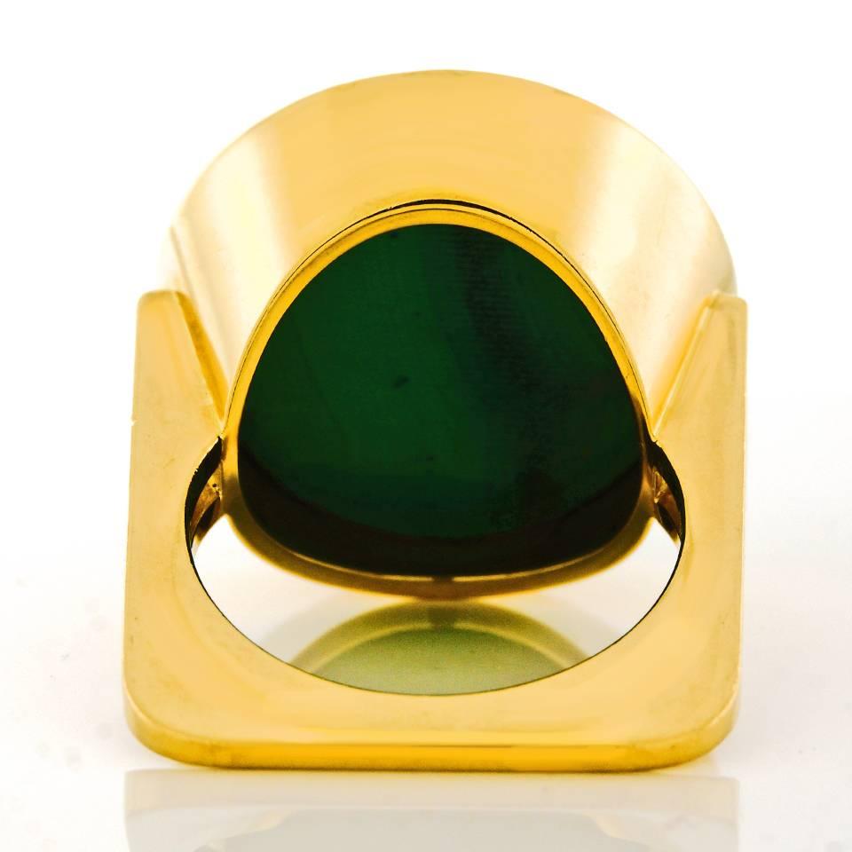 Modernist Malachite Ring in Gold 2
