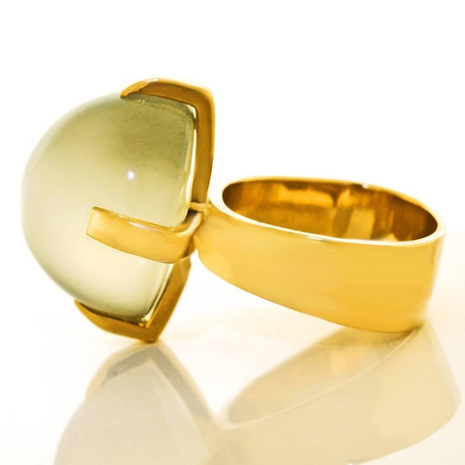 Modernist 26 Carat Moonstone Ring in Gold 5
