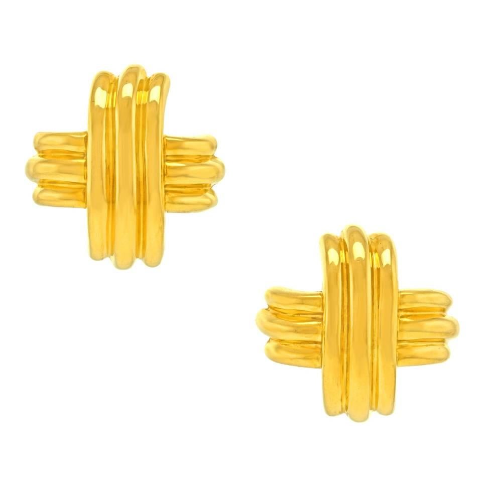 Tiffany & Co. Huge Signature Earrings in Gold 4