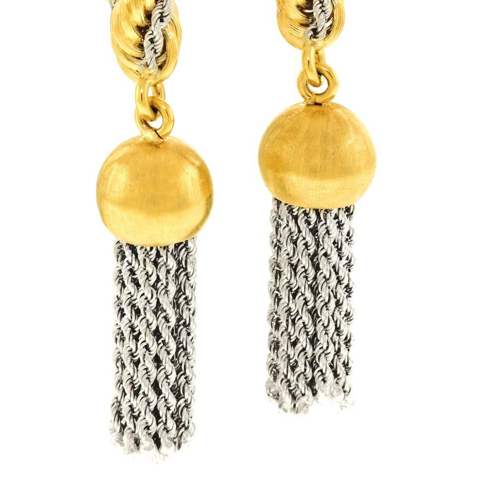 1970s Tannler 43 inch Gold Lariat Necklace with Tassels 3