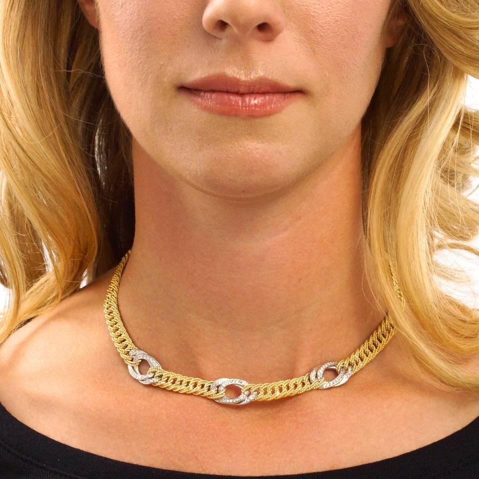 Women's Elegant Gubelin Diamond-Set Gold Necklace